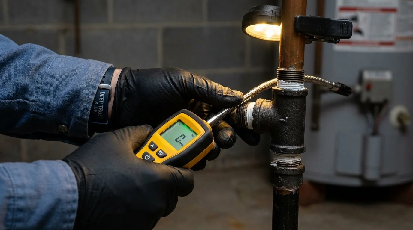 Gas leak detection with electronic sniffer by Johns Plumbing LLC in Weed
