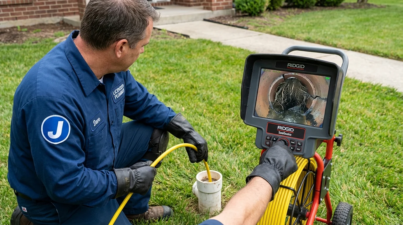 Sewer camera inspection being performed by Johns Plumbing LLC in Weed